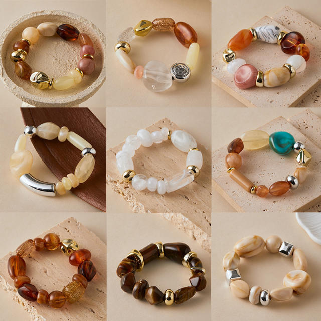 New Summer Beach Vacation Style Bracelets Retro Irregular Shaped Beaded Design Bracelets