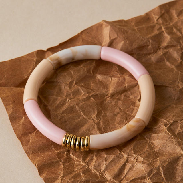 Hot-Selling Personalized Curved Bamboo Tube Multi-Color Colorful Bracelets arcylic bangle
