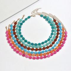 Boho colorful oval bead necklace for women