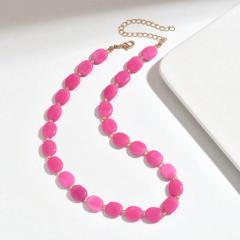 Boho colorful oval bead necklace for women