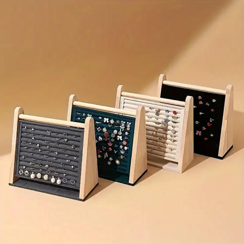 Wood grain three-dimensional flannel necklace ring display rack