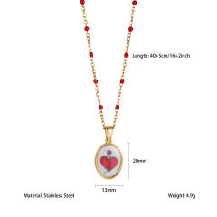 Sweet Style Stainless Steel necklace Colorful Seed Bead Chain with Oil-Drip Dried Flower Pendant