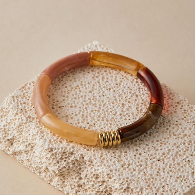 Hot-Selling Personalized Curved Bamboo Tube Multi-Color Colorful Bracelets arcylic bangle