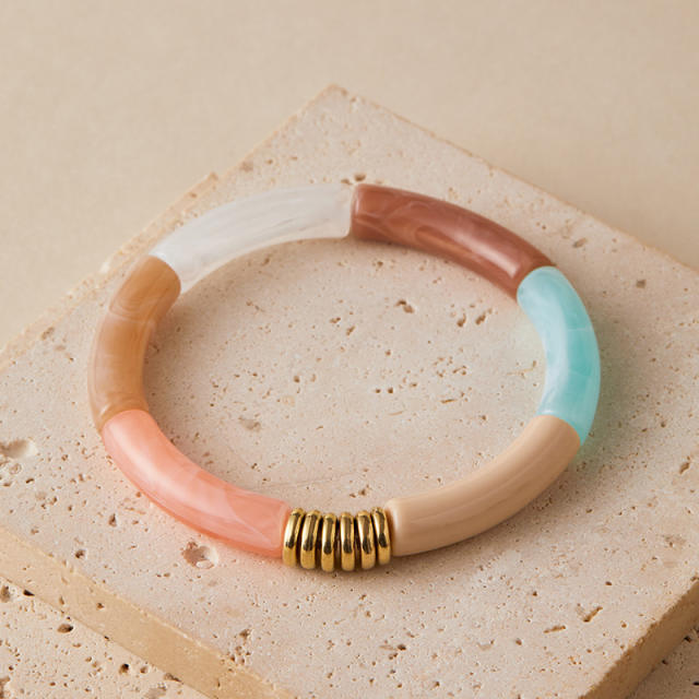 Hot-Selling Personalized Curved Bamboo Tube Multi-Color Colorful Bracelets arcylic bangle