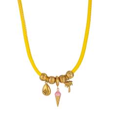 Colorful Leather Cord Beaded Necklace Fun Stainless Steel Poker Lipstick Pendant Stylish necklace