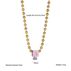 Personalized Stainless Steel necklace with Heart-Shaped Square pendant