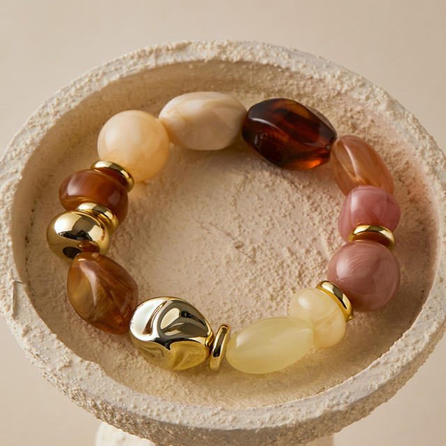 New Summer Beach Vacation Style Bracelets Retro Irregular Shaped Beaded Design Bracelets