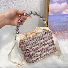Metal Heavy Industry Woven Birdcage Vegetable Basket Bag Banquet Shining Water Diamond evening bag