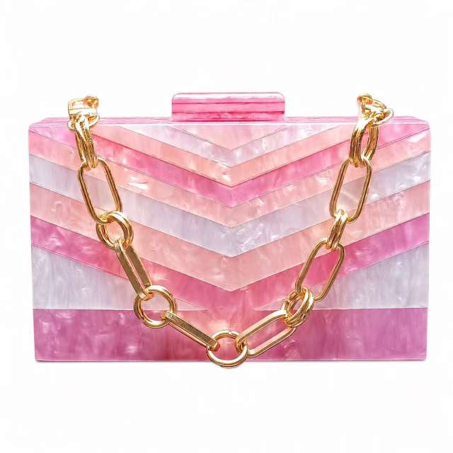 Summer Dinner BagSplicing Bag Trendy Acrylic Shoulder Chain Bag for Women