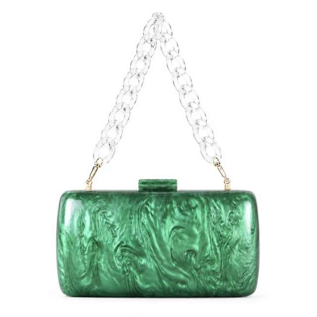 Summer evening bag  zebra pattern trendy acrylic shoulder chain bag for women