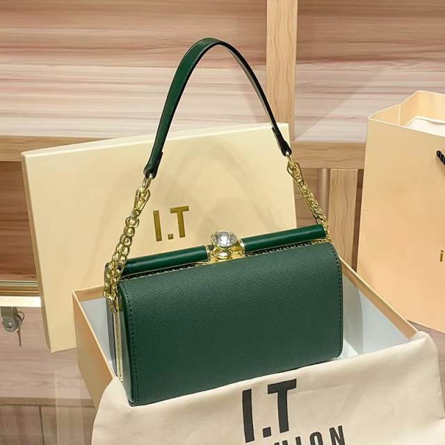 Light Luxury Women's Bag Evening Bag Handbag Simple and Stylish Rhombus Pattern Small Square Bag