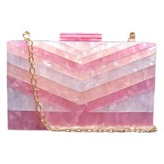 Summer Dinner BagSplicing Bag Trendy Acrylic Shoulder Chain Bag for Women