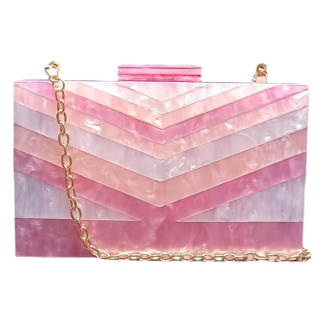 Summer Dinner BagSplicing Bag Trendy Acrylic Shoulder Chain Bag for Women