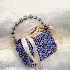 Metal Heavy Industry Woven Birdcage Vegetable Basket Bag Banquet Shining Water Diamond evening bag