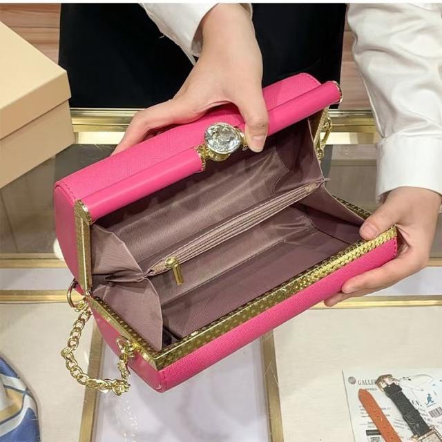 Light Luxury Women's Bag Evening Bag Handbag Simple and Stylish Rhombus Pattern Small Square Bag