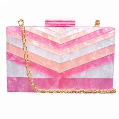 Summer Dinner BagSplicing Bag Trendy Acrylic Shoulder Chain Bag for Women