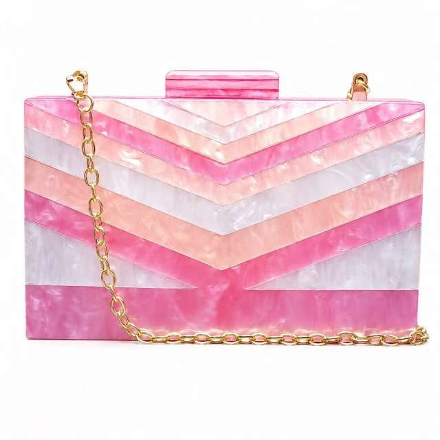 Summer Dinner BagSplicing Bag Trendy Acrylic Shoulder Chain Bag for Women