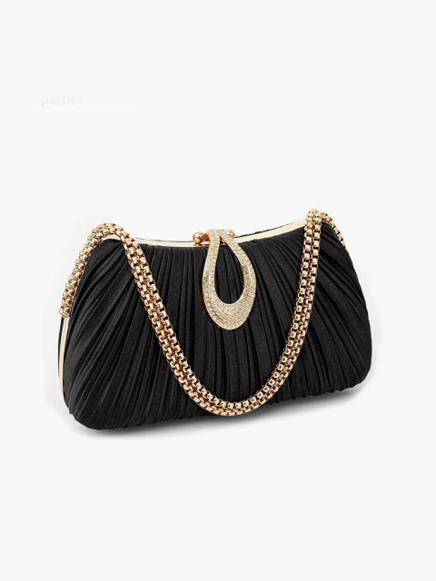 Hot-Selling Fashionable Satin Evening Bag French-Style Pleated Design Bridal Handbag
