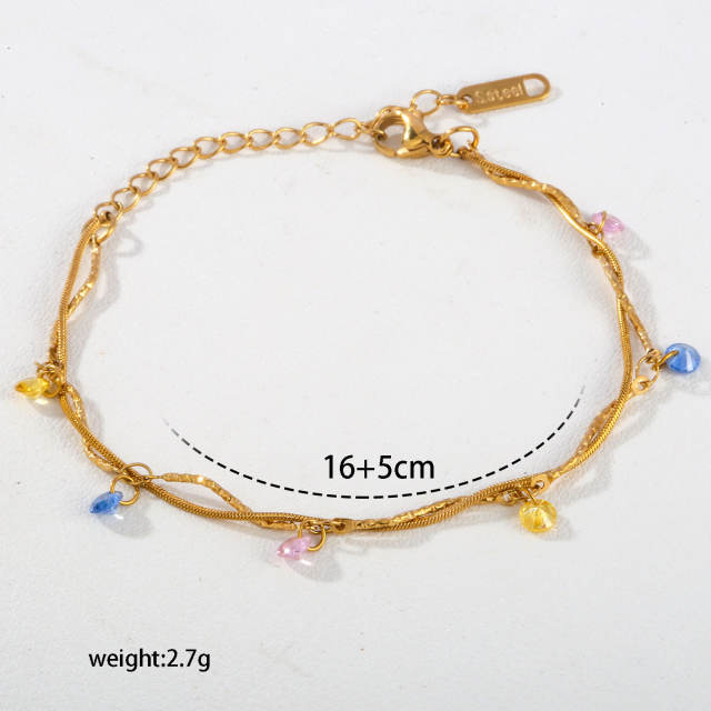 Ins-Style Women's Simple and Elegant Enamel Flower stainless steel Bracelet