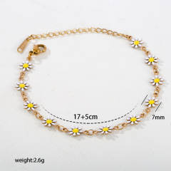 Ins-Style Women's Simple and Elegant Enamel Flower stainless steel Bracelet