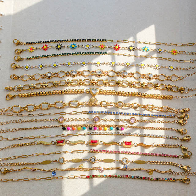 Ins-Style Women's Simple and Elegant Enamel Flower stainless steel Bracelet