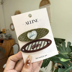 Green Wave Dot-Brown-Love Duck Clip