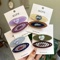 New Korean Wave Dot Love Duckbill hair Clip Letter Plaid Side Clip Hairpin