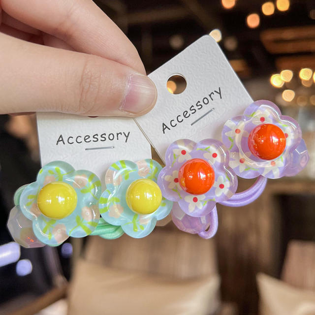 Korean Style Sweet Flower Cartoon Rubber Band Girls' Hair ties