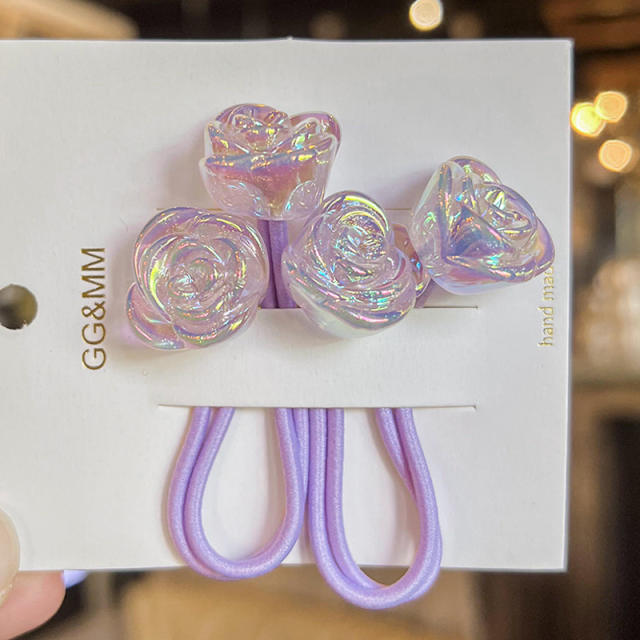 Korean Style Color Rose Flower hair ties Cartoon Hair bands for kids
