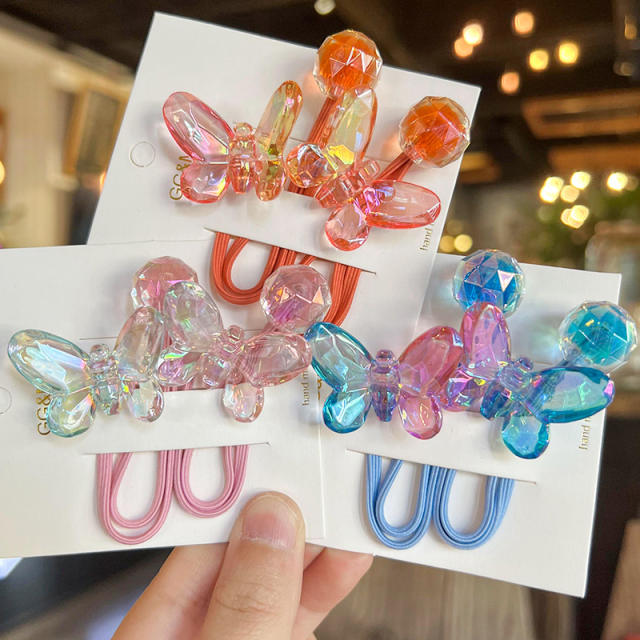 Korean Style Transparent Color Big Butterfly Hair Rope Children's Hair Accessories hair ties