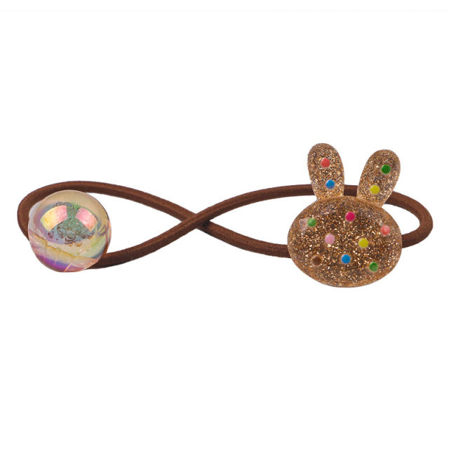 Korean Style Hair Accessories Golden Shiny Polka Dot Cartoon Rubber band hair ties