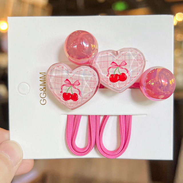 Cream Style Love Cartoon Children's Hair Accessories acrylic ponytail hair ties ball bead hair ties for kids