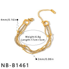 Fashion Stainless Steel Bracelet for Women Plated with 18K Gold Inlaid cubic zircon bracelet