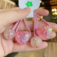 Gradient love heart hair rope children's hair accessories hair ties for kids