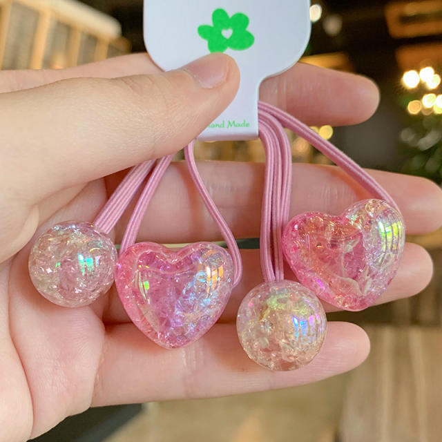 Gradient love heart hair rope children's hair accessories hair ties for kids