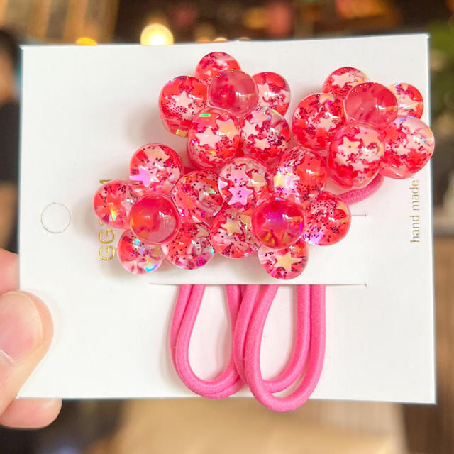 Korean Style Hair Accessories New Style Scallion Powder Five-petal Flower hair ties