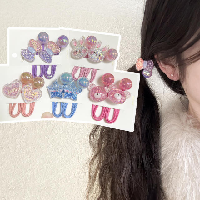 Colorful Glitter Rabbit Hair Tie Cartoon Children's Hair Accessory Hair Band Ponytail Sweet Elastic Hair Tie