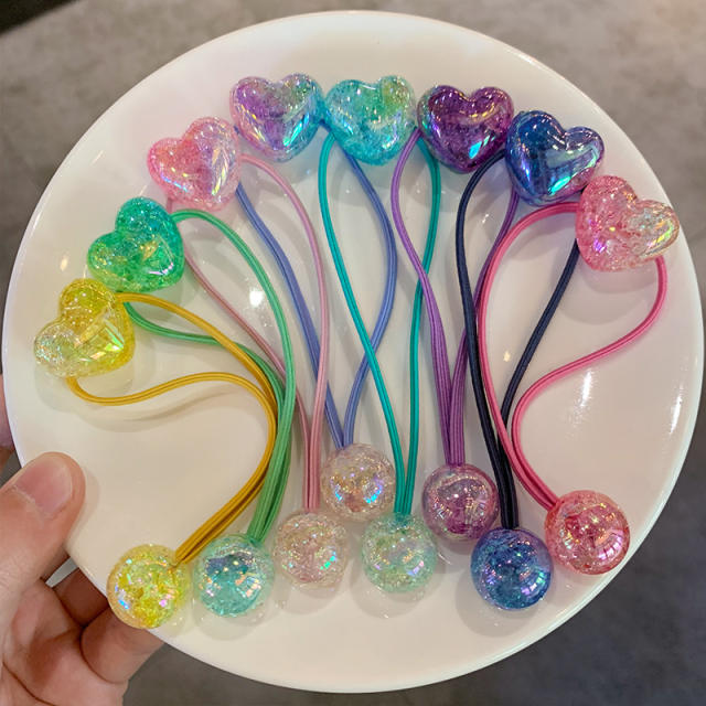 Gradient love heart hair rope children's hair accessories hair ties for kids
