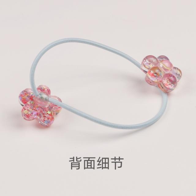 Korean Style Hair Accessories New Style Scallion Powder Five-petal Flower hair ties