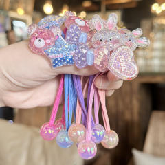 Colorful Glitter Rabbit Hair Tie Cartoon Children's Hair Accessory Hair Band Ponytail Sweet Elastic Hair Tie