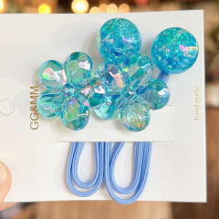 Korean style colorful acrylic camellia flower hair band hair ties for kids