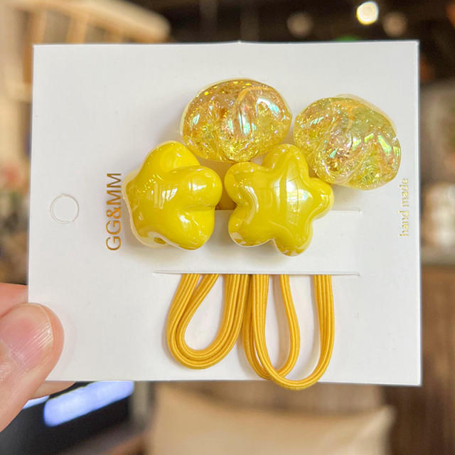 Korean Style Cream Jelly Bean Flower Hair Rope Children's Hair Accessories