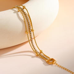 Fashion Stainless Steel Bracelet for Women Plated with 18K Gold Inlaid cubic zircon bracelet