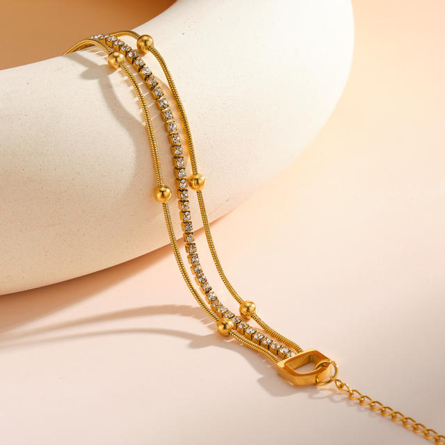 Fashion Stainless Steel Bracelet for Women Plated with 18K Gold Inlaid cubic zircon bracelet