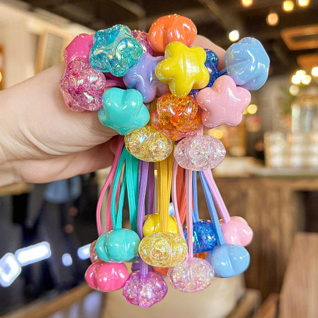 Korean Style Cream Jelly Bean Flower Hair Rope Children's Hair Accessories