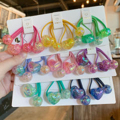 Gradient love heart hair rope children's hair accessories hair ties for kids