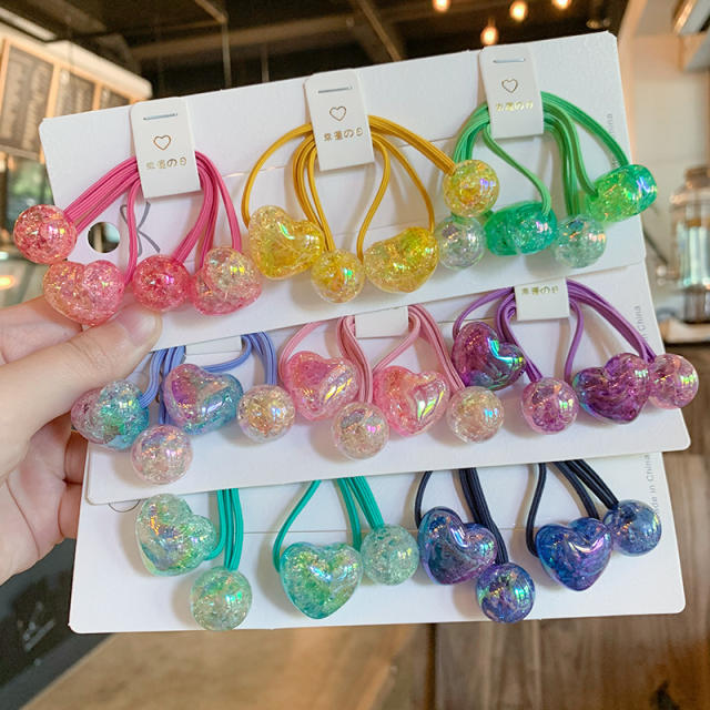 Gradient love heart hair rope children's hair accessories hair ties for kids