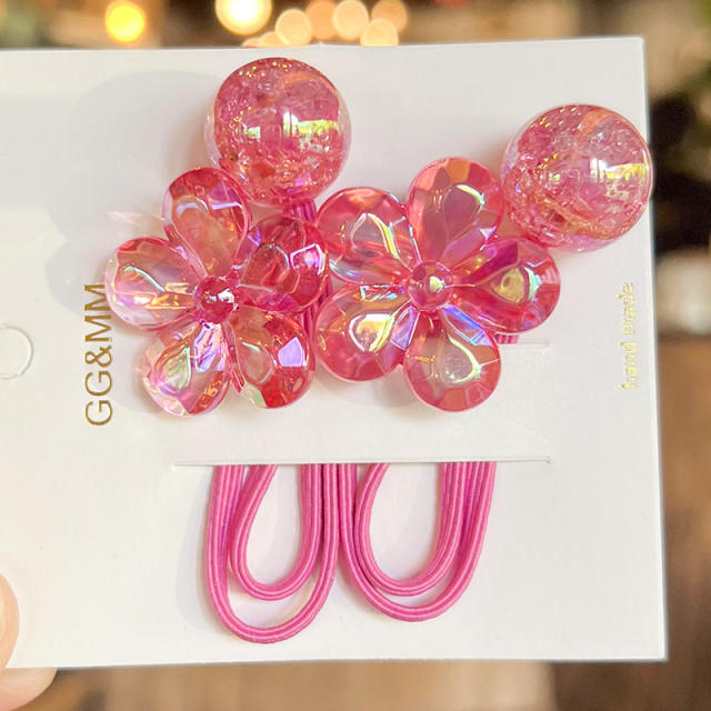 Korean style colorful acrylic camellia flower hair band hair ties for kids