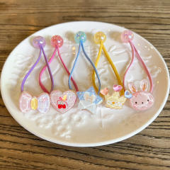 Cream Style Love Cartoon Children's Hair Accessories acrylic ponytail hair ties ball bead hair ties for kids