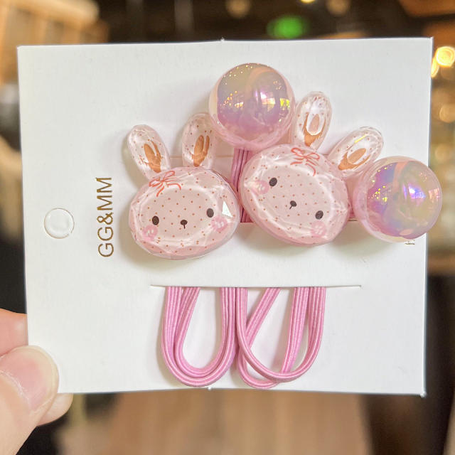 Cream Style Love Cartoon Children's Hair Accessories acrylic ponytail hair ties ball bead hair ties for kids